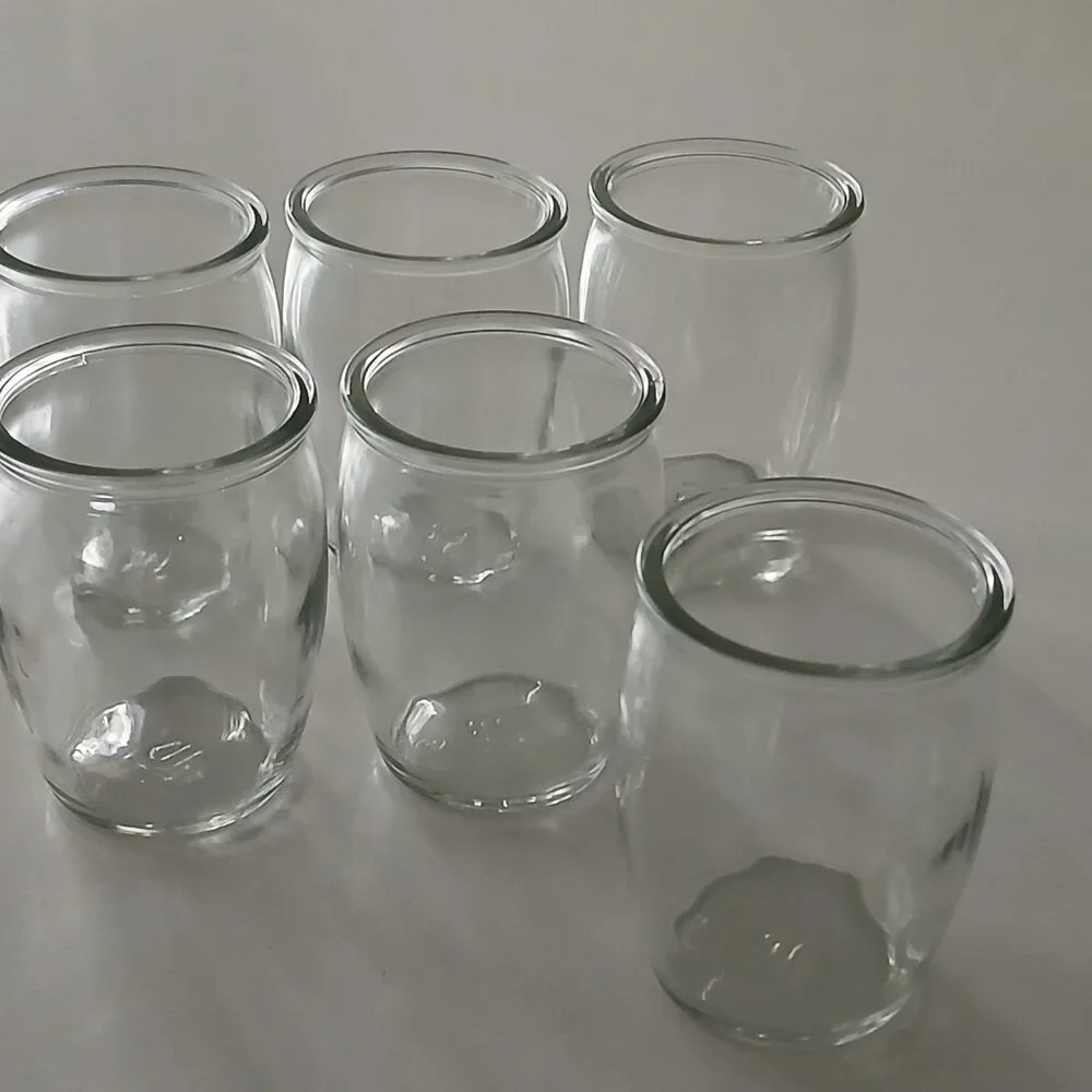 (6) Glass Jars/ Cups - yogurt, dessert or starter plants, storage